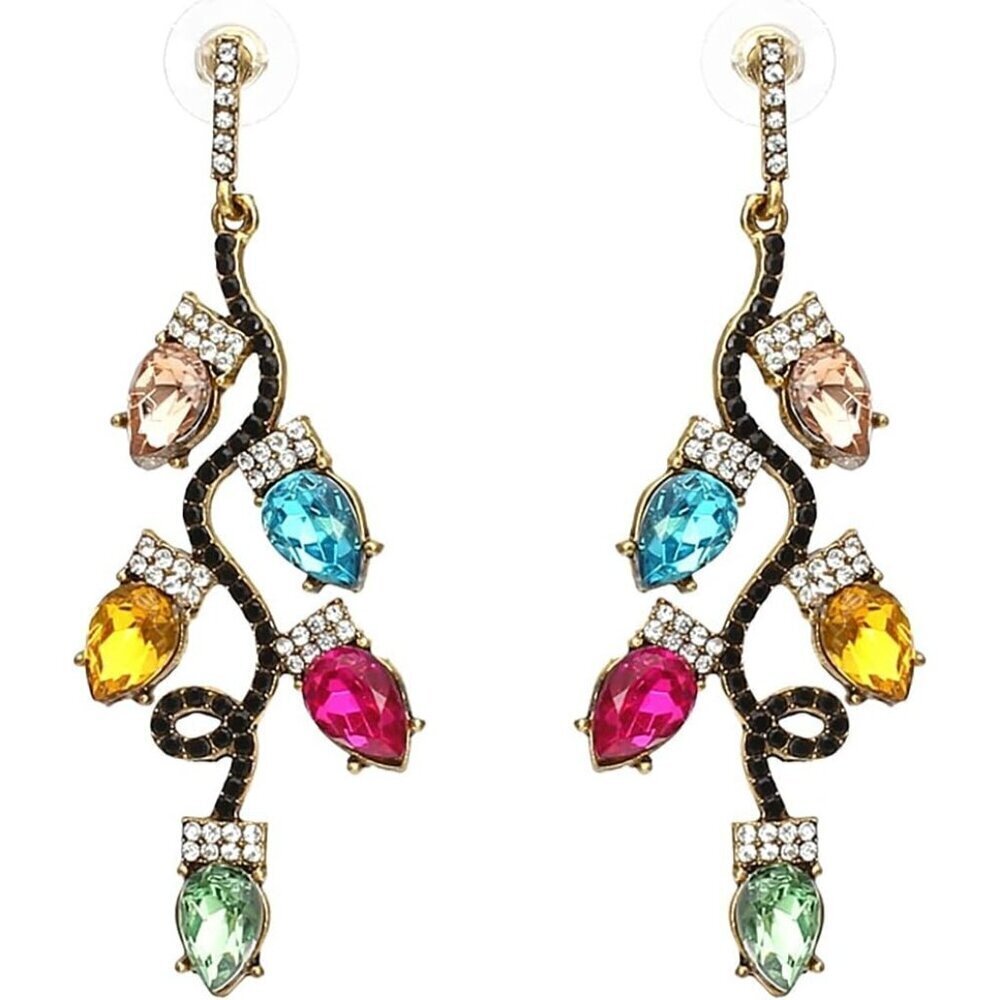 🆕 Women Pink Christmas Dangle Earrings Colorful Light Bulb Tree Drop Jewelry